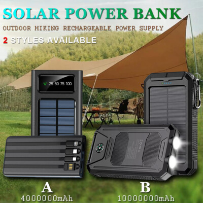 Solar Power Bank Outdoor 10000000mAh Portable Charger 4 USB For Cell Phone USA