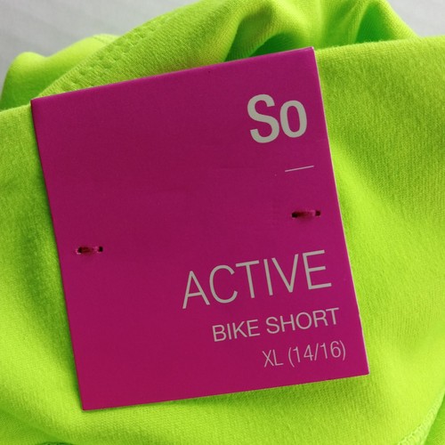 SO Active Girls Athletic Biker Shorts Size XL 14/16 Lime Green Stretch Pocket - Picture 7 of 7