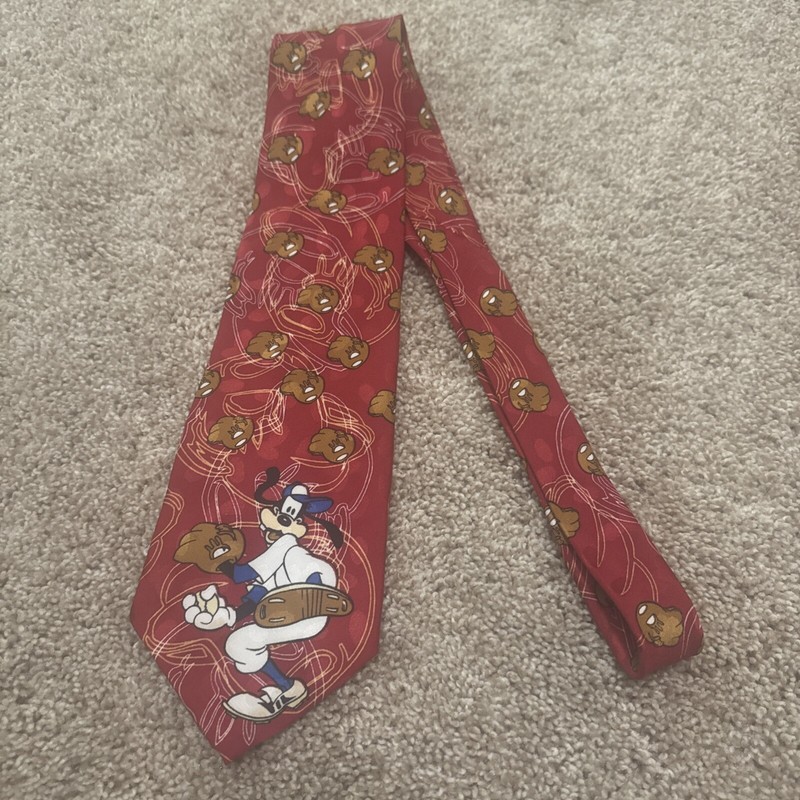 Mickey unlimited Disney Goofy Baseball Glove Mens Neck Tie
