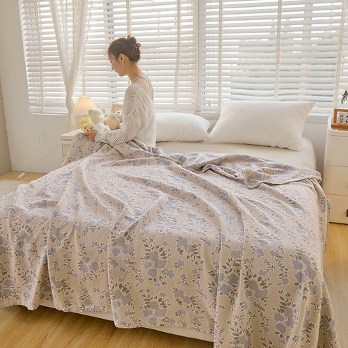 Pure Cotton Blanket Double Faces Soft Thin For Summer Multi Size Gauze Bed Cover - Picture 18 of 26
