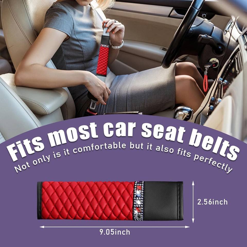 Bling Leather Car Seat Belt Pad Cover Protector Seat Belt Shoulder
