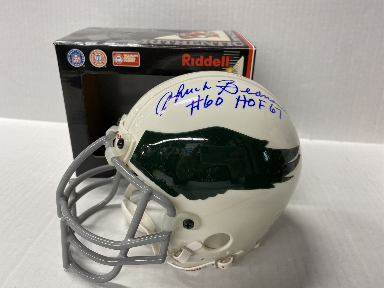 NFL Football Riddell Mini Helmet Authentic Signed Eagles Chuck Bednarik