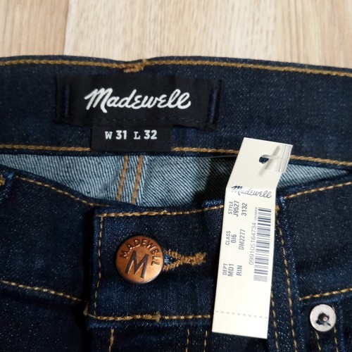 Jeans Madewell uomo slim 31x32 blu misto cotone elasticizzato scuro dritto nuovo con etichetta - Foto 5 di 11