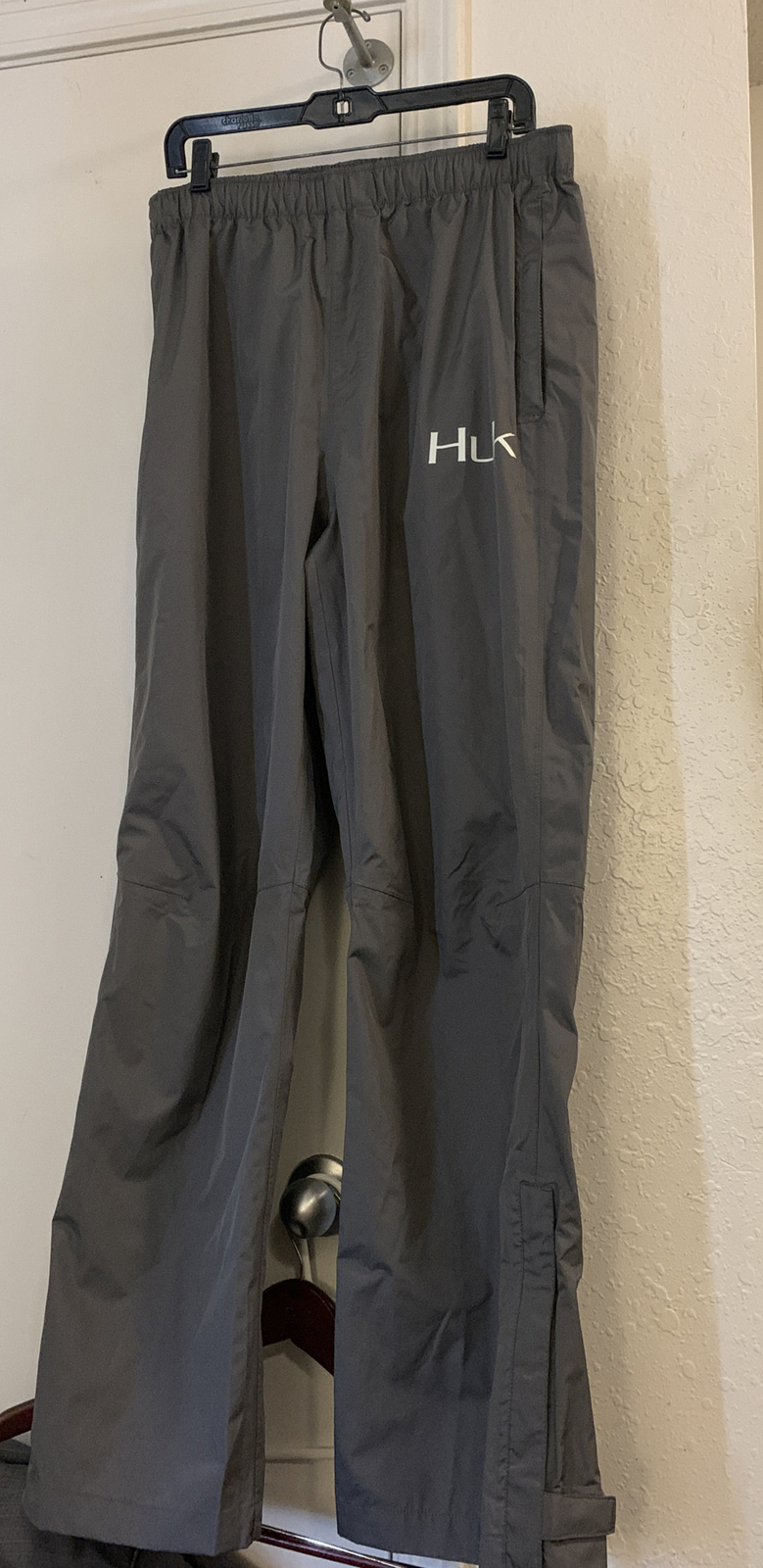 New HUK Grey Poly Waterproof Fishing Slacks Pants L Large 34 36 X 30 eBay