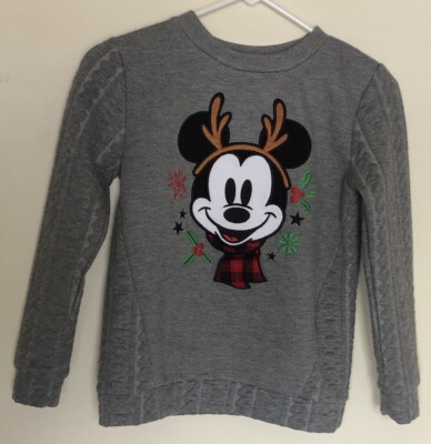Vintage Disney Youth Girls Christmas Sweatshirt Sweater 9/10 Gray