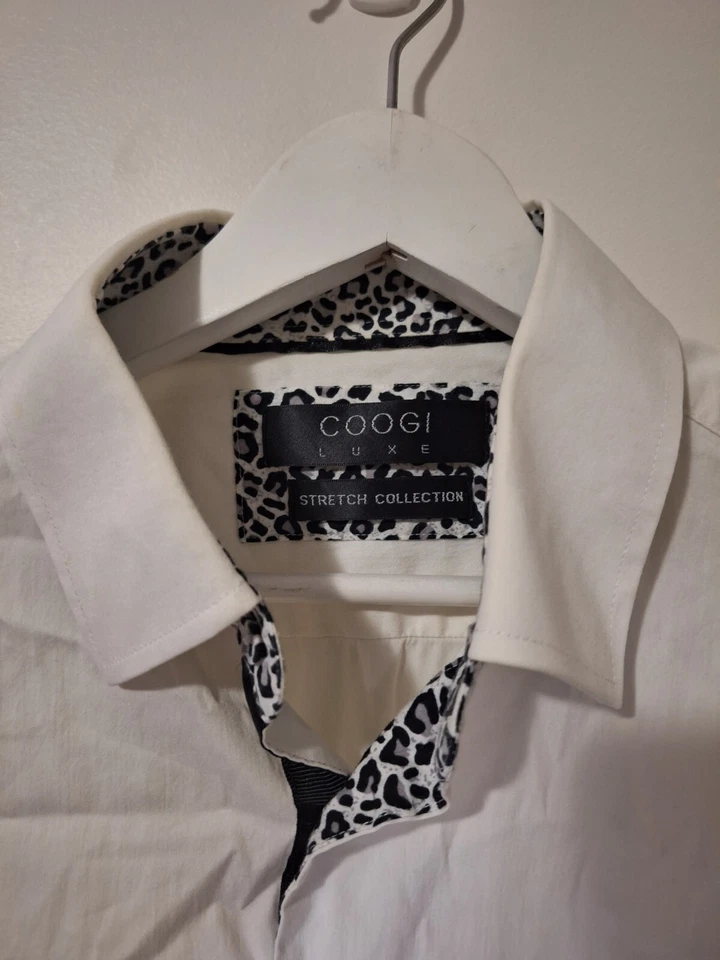 Coogi Button Down Shirt Men's Medium White Long Sleeve Cotton Designer - Image 2 of 4