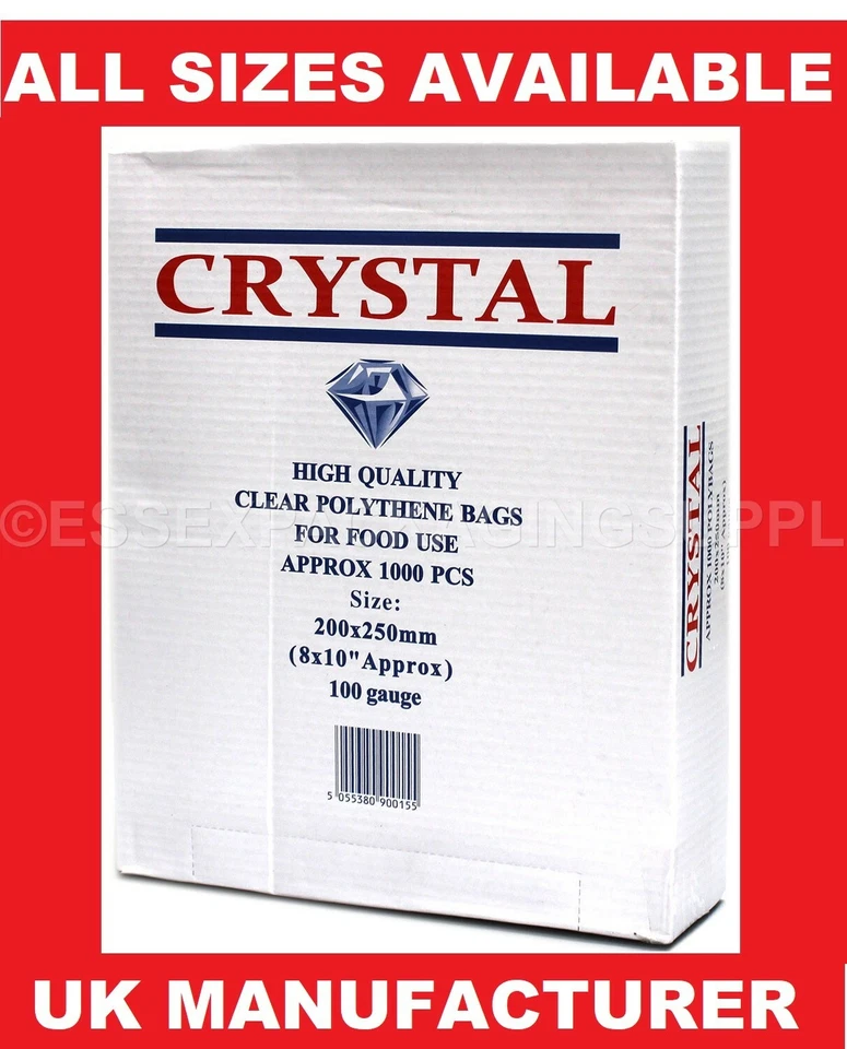 FOOD GRADE BAGS SANDWICH STORAGE BAG POLYTHENE PLASTIC CLEAR BRAND CRYSTAL