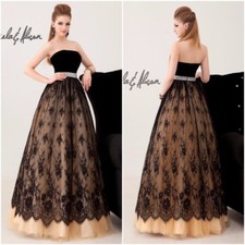 AUTHENTIC ANGELA  ALISON BLACK VELVET/LACE FORMAL PROM PAGEANT DRESS 41019 12