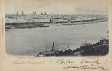 B053 Hungary 1897 Udvozlet Budapestrol Danube View Steamboat Moonlight postcard