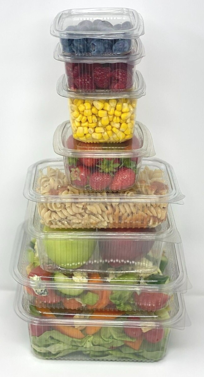Clear Hinged Lid Salad Containers Plastic Snack Box Tub Deli - Foto 3