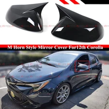 FOR 2020-2026 TOYOTA COROLLA M HORN STYLE GLOSS BLACK SIDE MIRROR COVER CAP