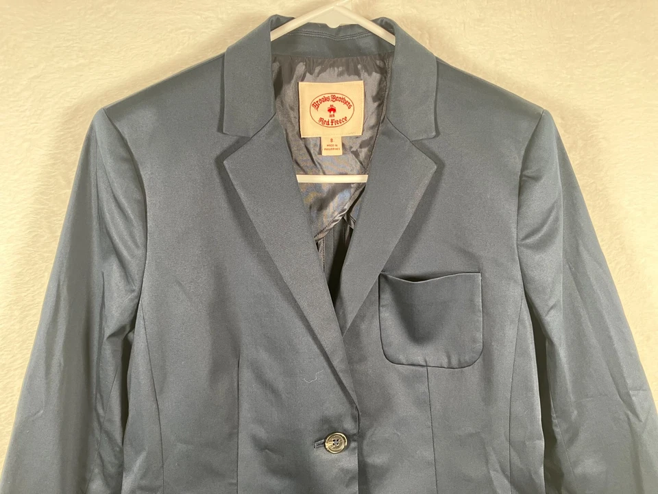 Chaqueta Blazer Brooks Brothers Rojo Polar Talla 8 Azul Marino Mezcla de Algodón Trabajo al Trabajo Foto 2 de 4