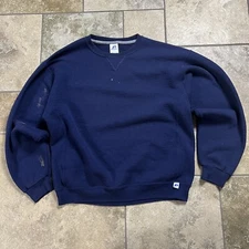 Vintage 90s Russell Athletic Crewneck Sweatshirt Blank L Blue Baggy Distressed