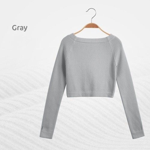 Sweater Soft Long Sleeve Knitwear Teen Elastic Ballet Flat Shoulder Sweater - Picture 8 of 32