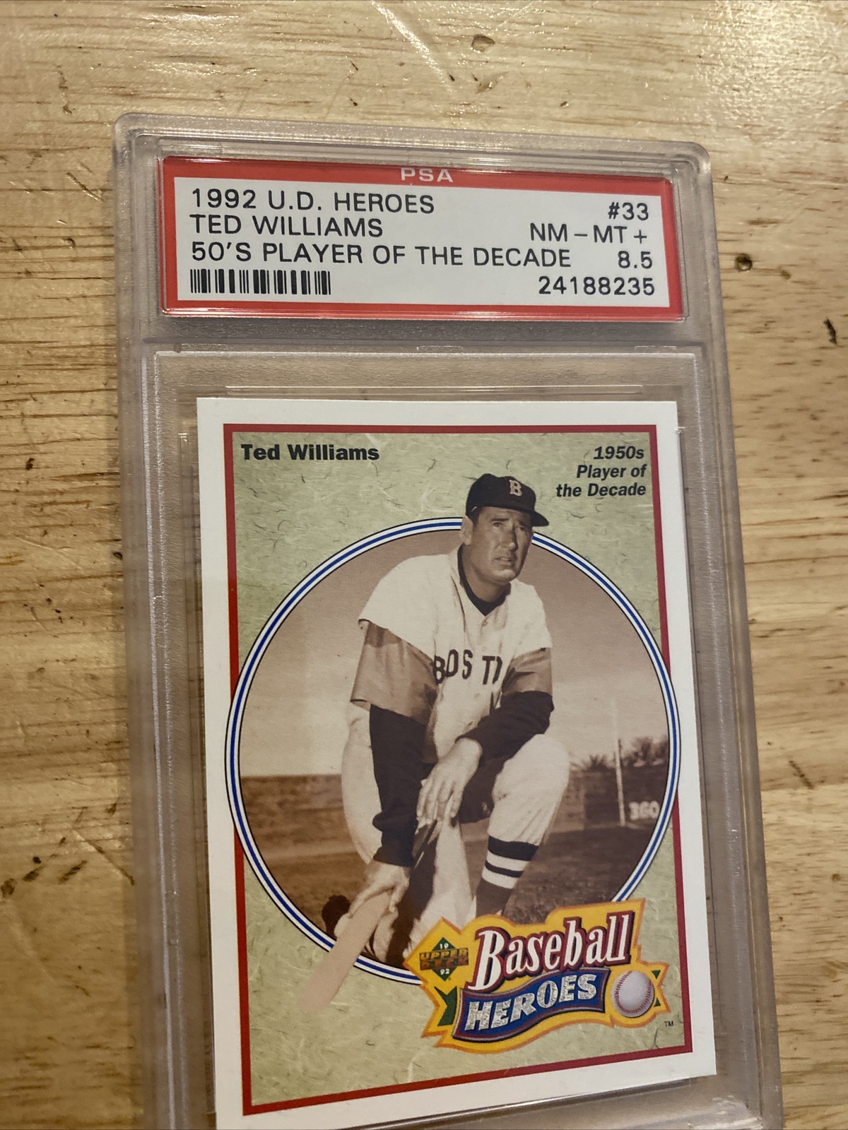 Ted Williams PSA 8.5 Vintage Baseball Card 1992 Upper Deck Boston Red Sox MLB view 3