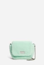 NWT Justice Girls Mint Sherpa Chain Cross Body Purse