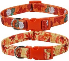 Fall Dog Collar for Large Dogs 2 Pack Thanksgiving Dog Collars with Maplel an...