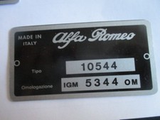 Typenschild Schild ALFA Romeo giulia bertone 1750 GT Veloce 10544 S65