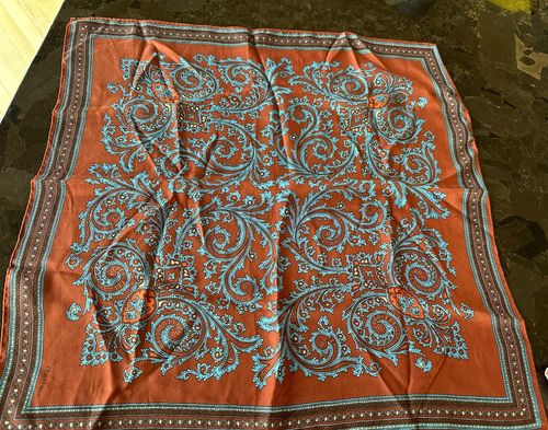 Albert Nipon 100% Silk Scarf Color Print 20' square Excellent