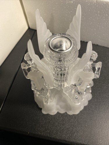 Pair of Clear/Frosted Angel Candle Holders 6.5” M - Picture 2 of 4