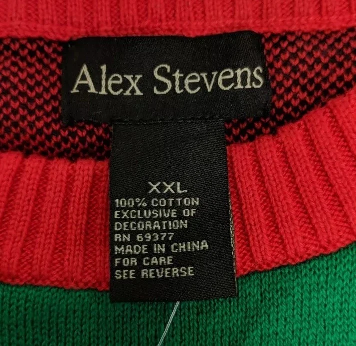 Alex Stevens Men's Super Elf Ugly Christmas Sweater Green 2 XL