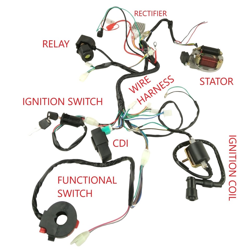 Atv Wiring Harness Kit, With Cdi Stator Regulator Ignition Switch - Foto 5