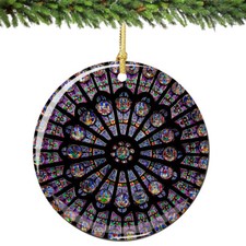 Notre Dame Cathedral Paris Porcelain Rose Window Christmas Ornament
