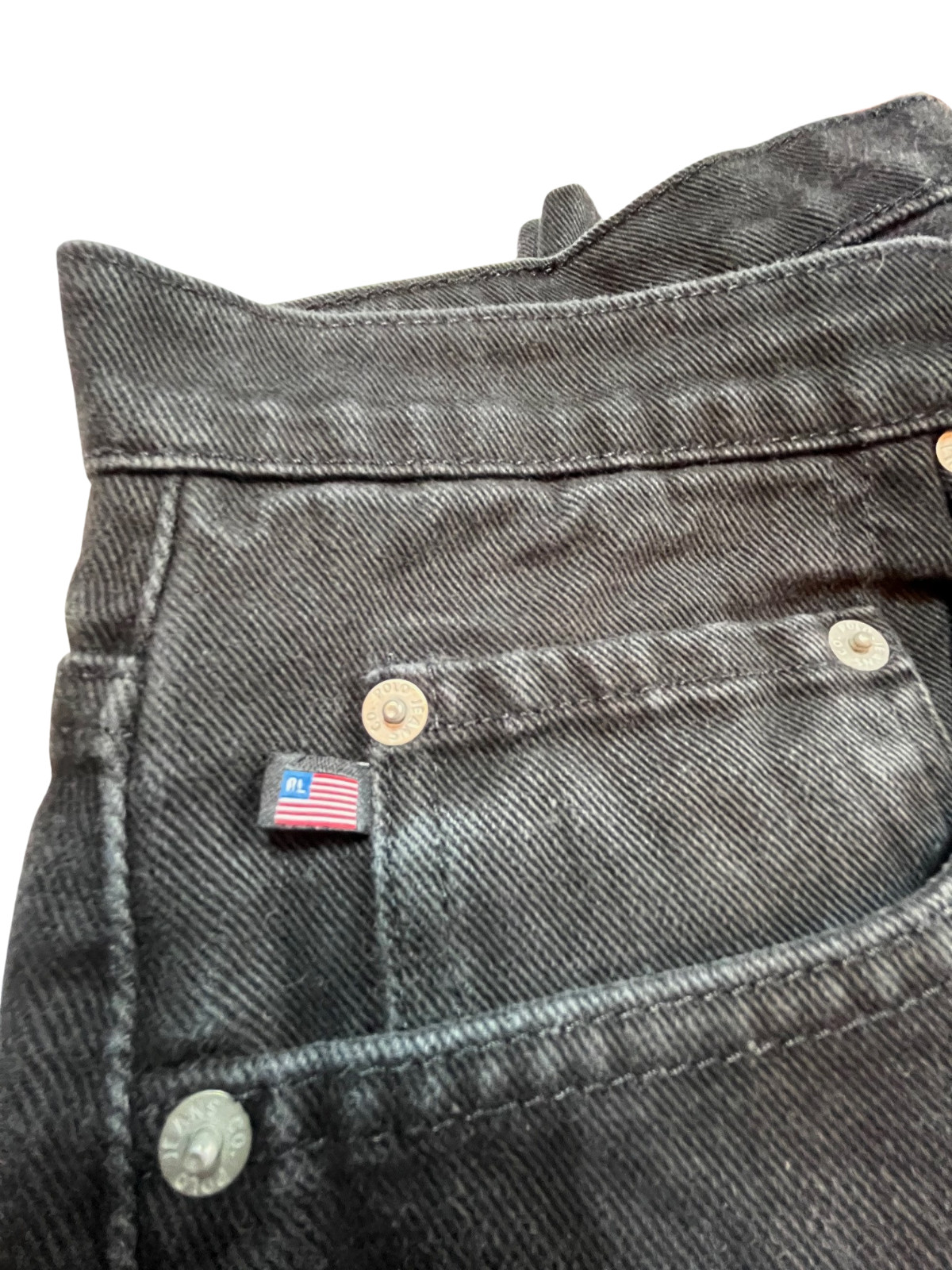 Vintage Y2K Polo Ralph Lauren Flag Jeans Men's Black Stonewash 38 Waist Relaxed thumbnail 4