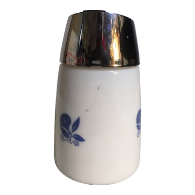 Vintage Gemco USA Milk Glass And Blue Cornflower 6'' Sugar Shaker Dispenser