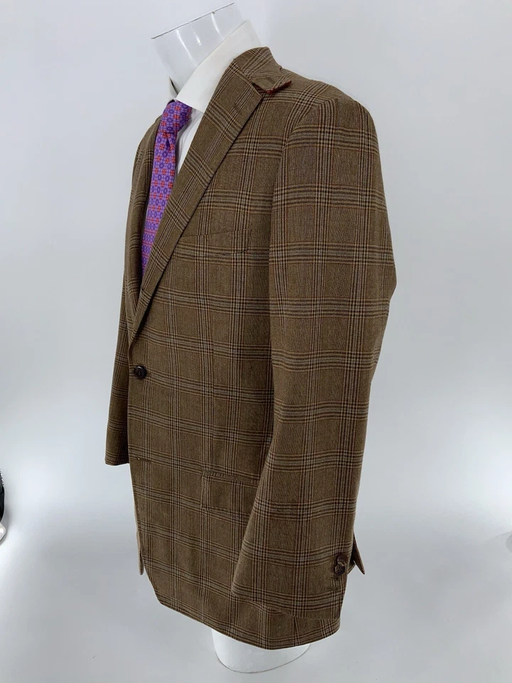 Blazer Marlon Austin 40R Marrón Azul Lana a Cuadros 2B 2V Puños Funcionales YGI U4-14 Foto 4 de 4