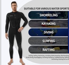 SeaSkin Mens Full Body Wetsuit Black Neoprene Front Zip Diving Surfing Suit