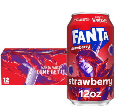 Fanta Strawberry Soda Fridge Pack, 12 Cans (12 fl oz Each) Sweet Fruity Soft Dri