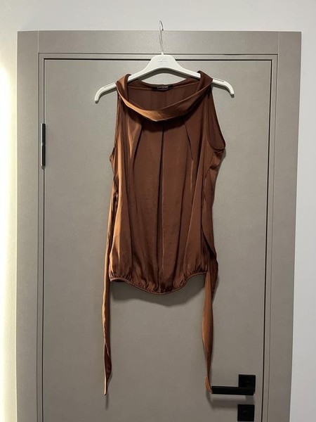 Women Massimo Dutti Shirt Brown Polyester 38