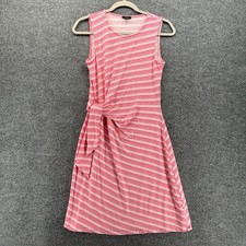 Talbots Petite Dress Womens PS Pink White Striped Side Tie Sheath Office Classy
