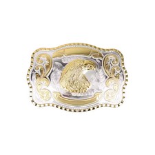 1 1/2" Big Gold Eagle Head Western Belt Buckle - Style 3. 5 1/2" x 3 7/8".