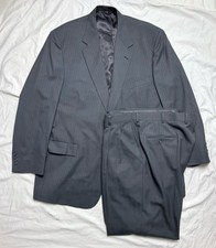 Hartmarx Society Brand Ltd Mens Wool Suit 42R Charcoal Pinstripe 2 Piece...