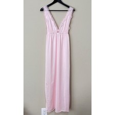 Vintage 80  s Undercover Wear Size P Light Pink Lace Detail Maxi Nightgown Dress