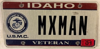 USMC VETERAN vanity MX MEXICO MOTOCROSS MAX MAN license plate Maxwell Matrix