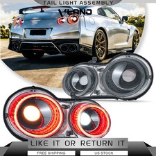 Pair Vland Full Led Smoked Tail Lights For 2008-2024 Nissan Gt-r R35 Wanimation