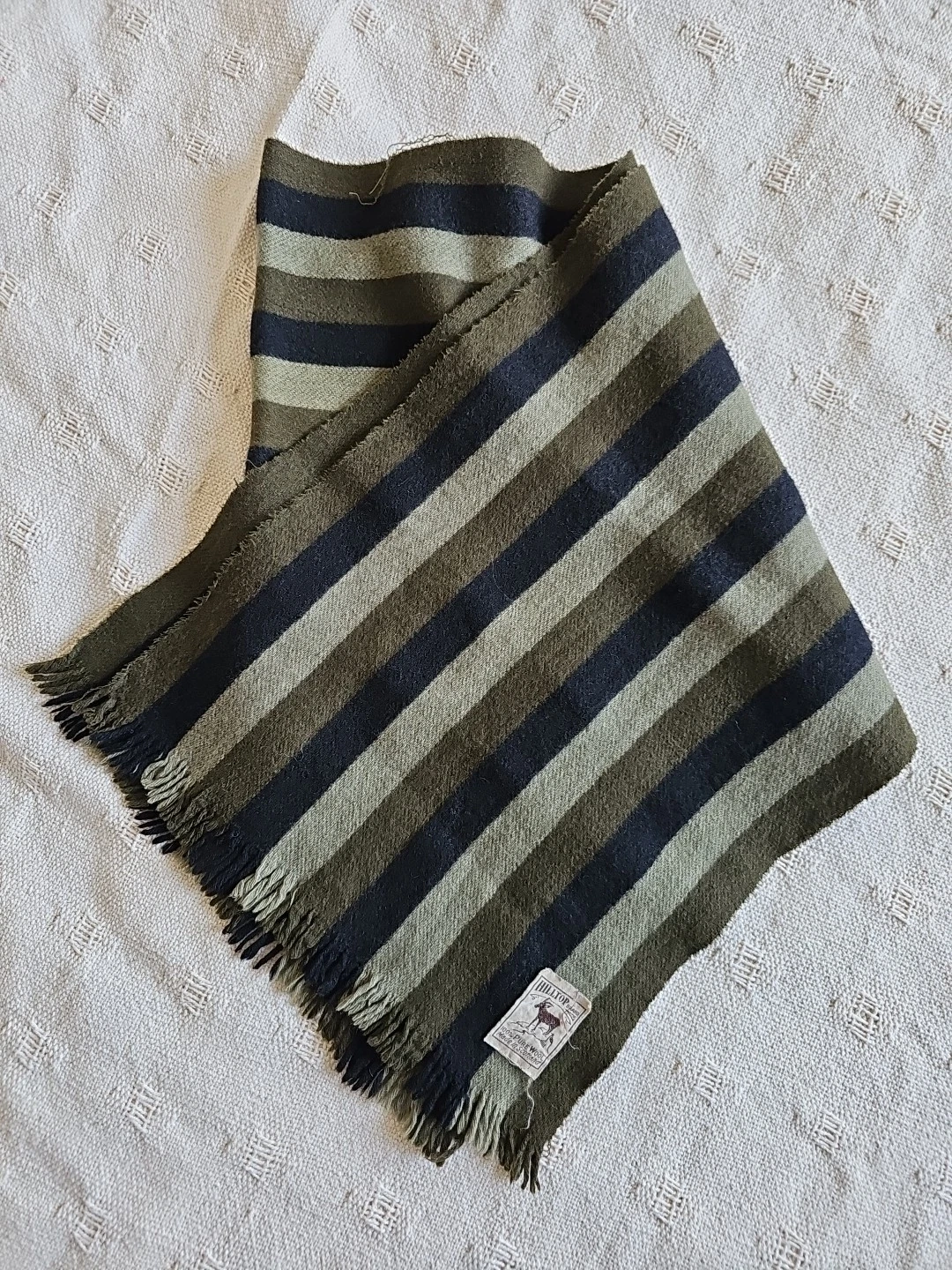Pure Wool Scarf Vintage Men's Wool Scarf 50 Long Fringed Scarf Made In Scotland