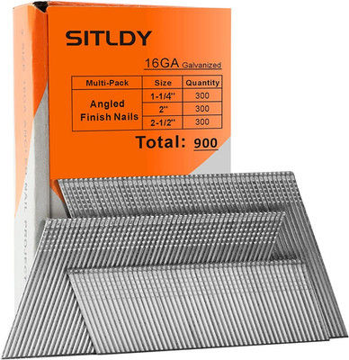16 Gauge Angled Finish Nails, 20-Degree, 900-Pack (1-1/4'', 2'', 2-1/2'', 300 per S