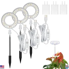 Indoor Plant Grow Lights - Full Spectrum 48 LED Set, 5 Brightness Levels, Timer