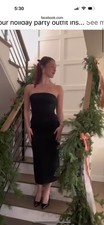 Everlane Black Strapless Midi Dress XXS Minimalist Bodycon Back Slit Side Zip