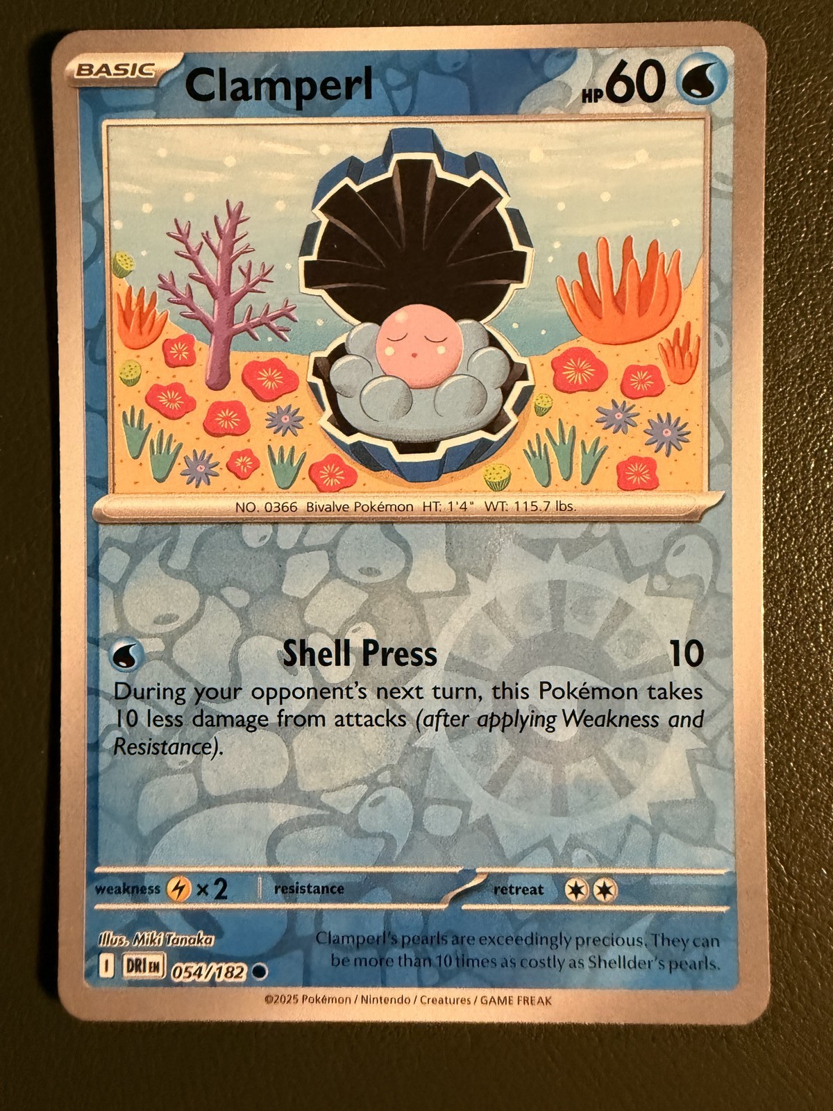 Pokemon TCG Clamperl 54/182 Destined Rivals Reverse Holo NM