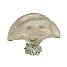 Murano Glass Crystal Cocktail Bar Napkin Holder Silver Base Made In Italy Dining