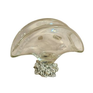 Murano Glass Crystal Cocktail Bar Napkin Holder Silver Base Made In Italy Dining