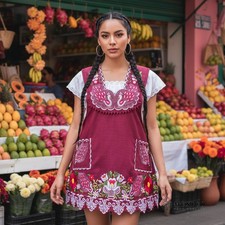 Mexican Folkloric apron embroidered one of a kind mexico todo corazon