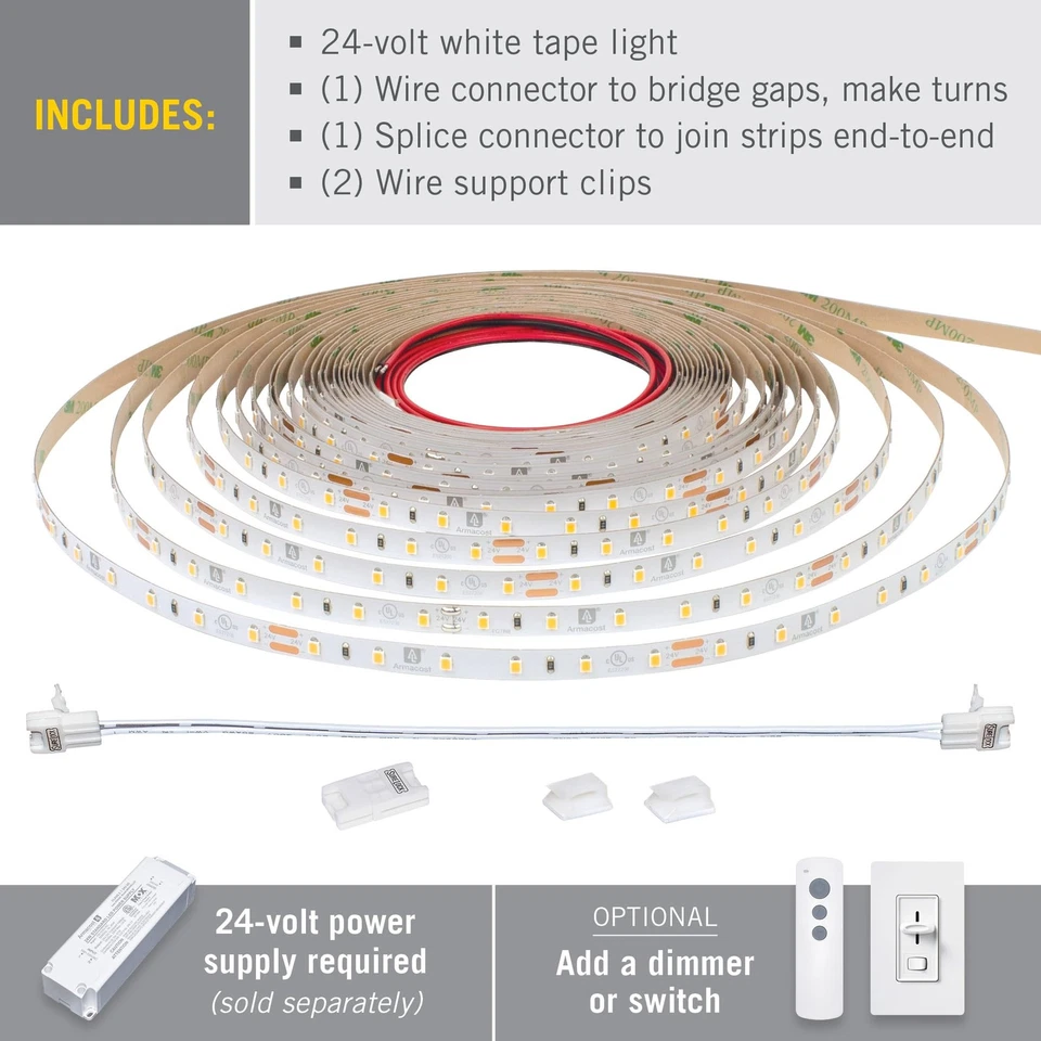 Luces blancas RibbonFlex 24V 60/m, 3000K, 32,8 ft 145250 Foto 2 de 4