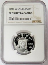 2002 W PLATINUM $50 AMERICAN EAGLE 1/2oz STATUE OF LIBERTY NGC PF 69 UC 4125.00 per troy oz