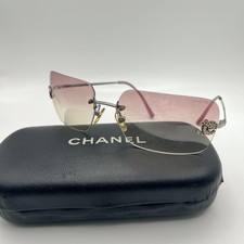 Chanel 4017-D Rimless Sunglasses Pink Acetate Coco Mark Bijoux Authentic 041904